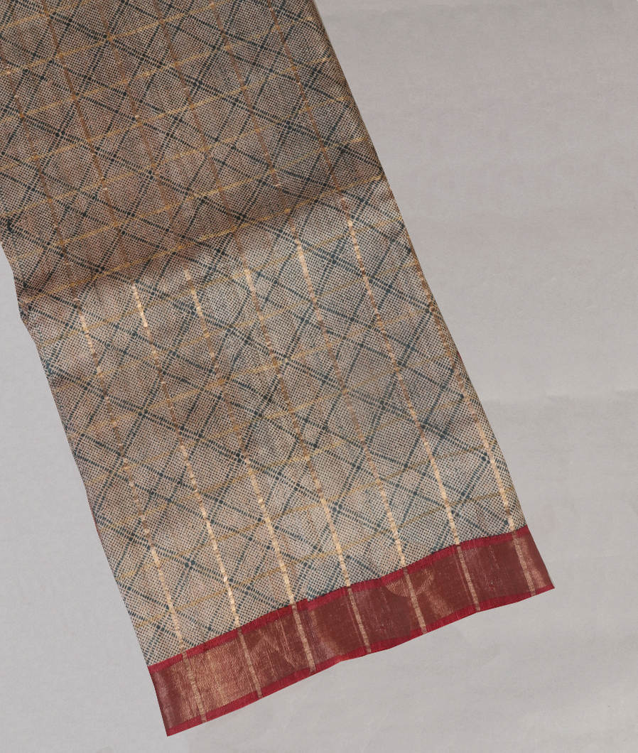 Grey Tussar Printed Saree T431245-image
