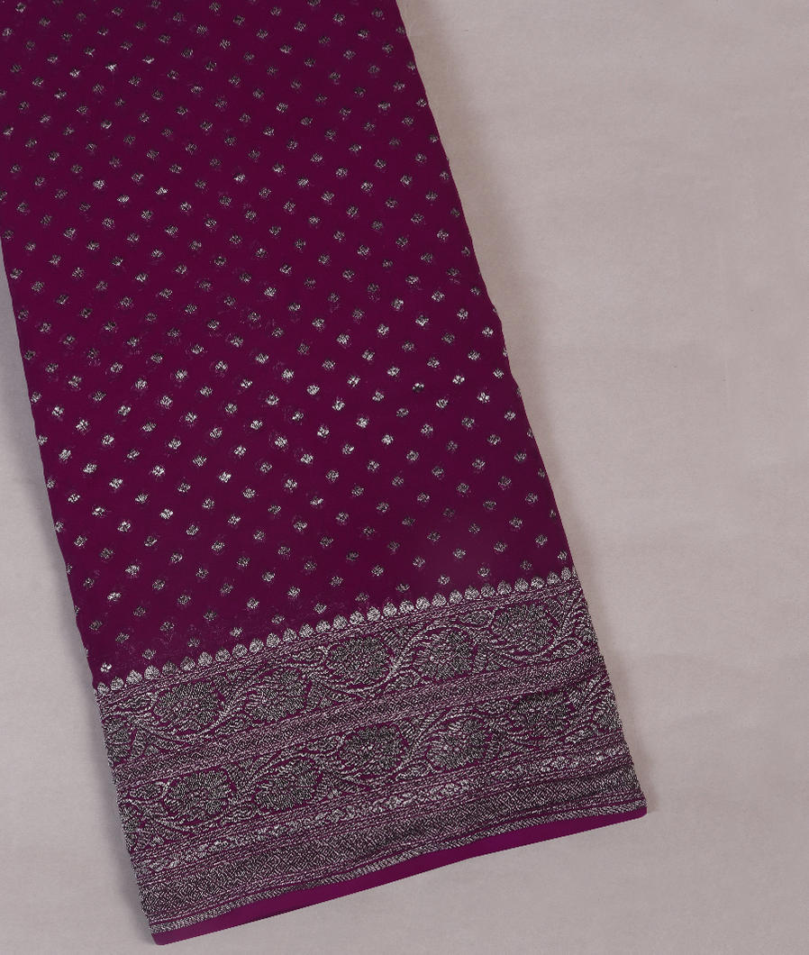 Purple Banaras Georgette Silk Saree T442983-image