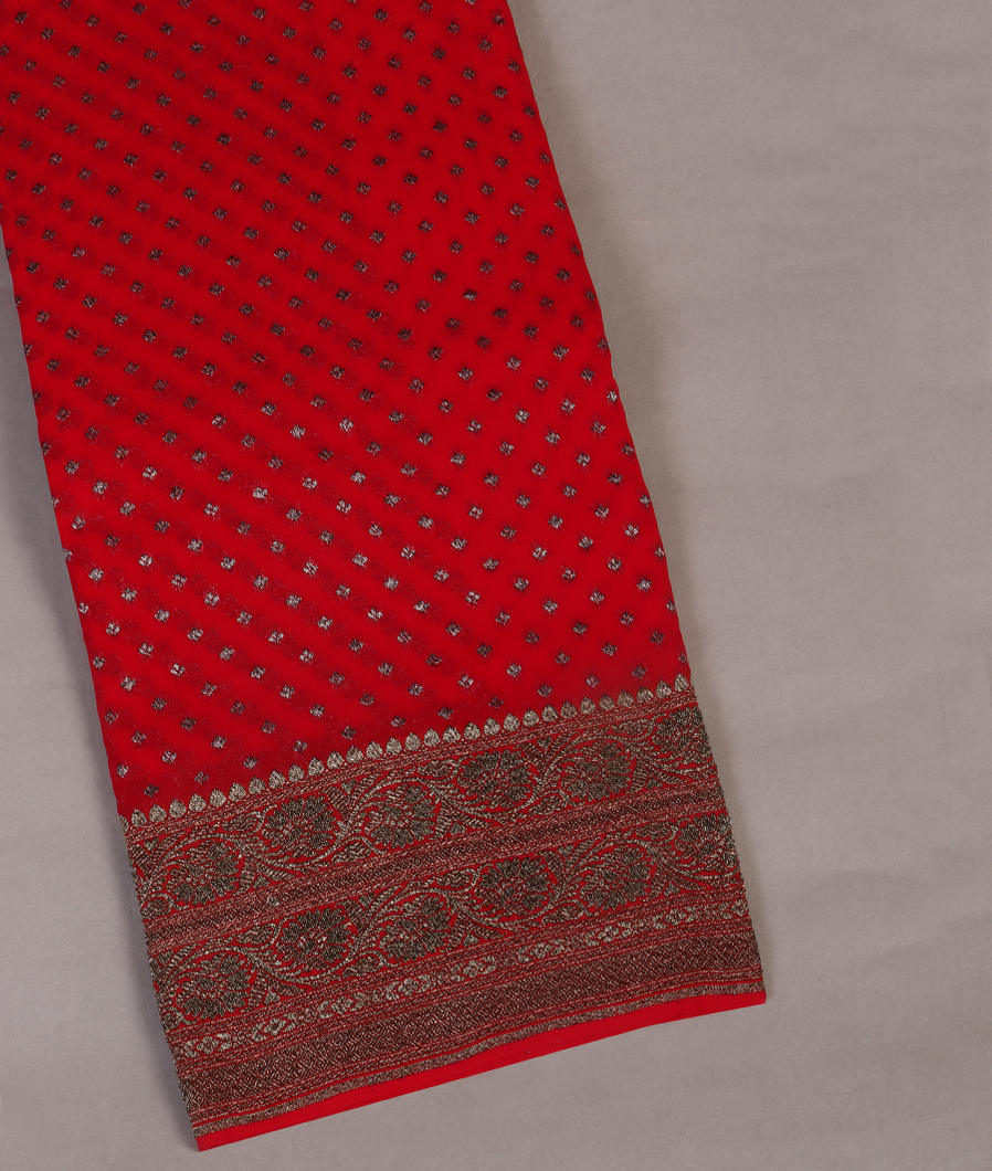 Red Banaras Georgette Silk Saree T442985-image