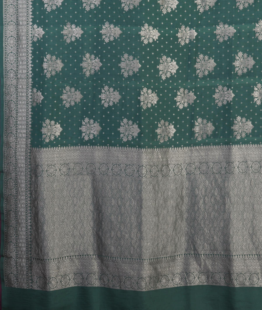 Greenish Blue Banaras Kathan Silk Saree T3964504