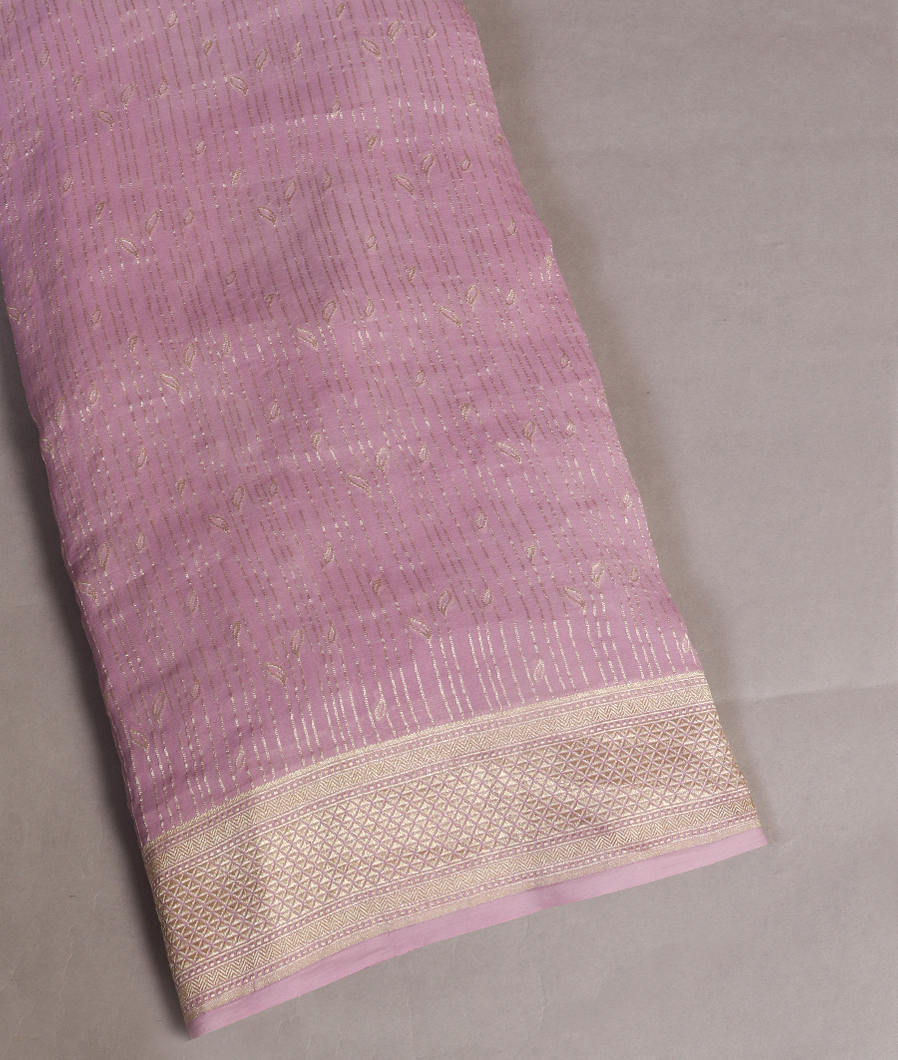 Lavender Banaras Georgette Silk Saree T435561-image