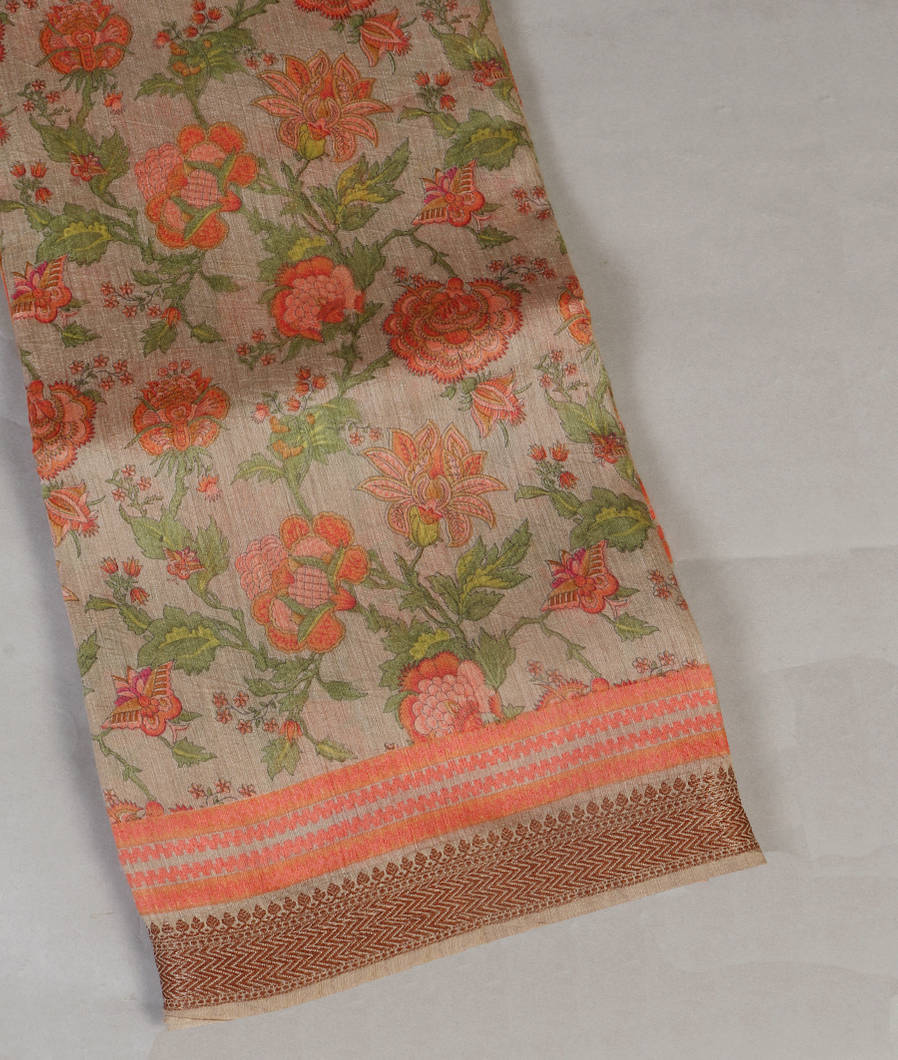 Grey Tussar Printed Saree T430262-image