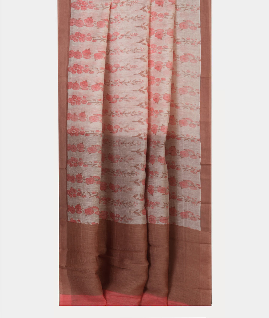 Off - White Soft Printed Cotton Saree T4311822