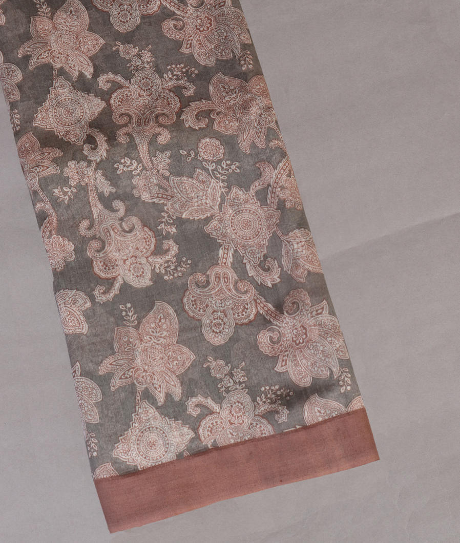 Grey Soft Printed Cotton Saree T381590-image