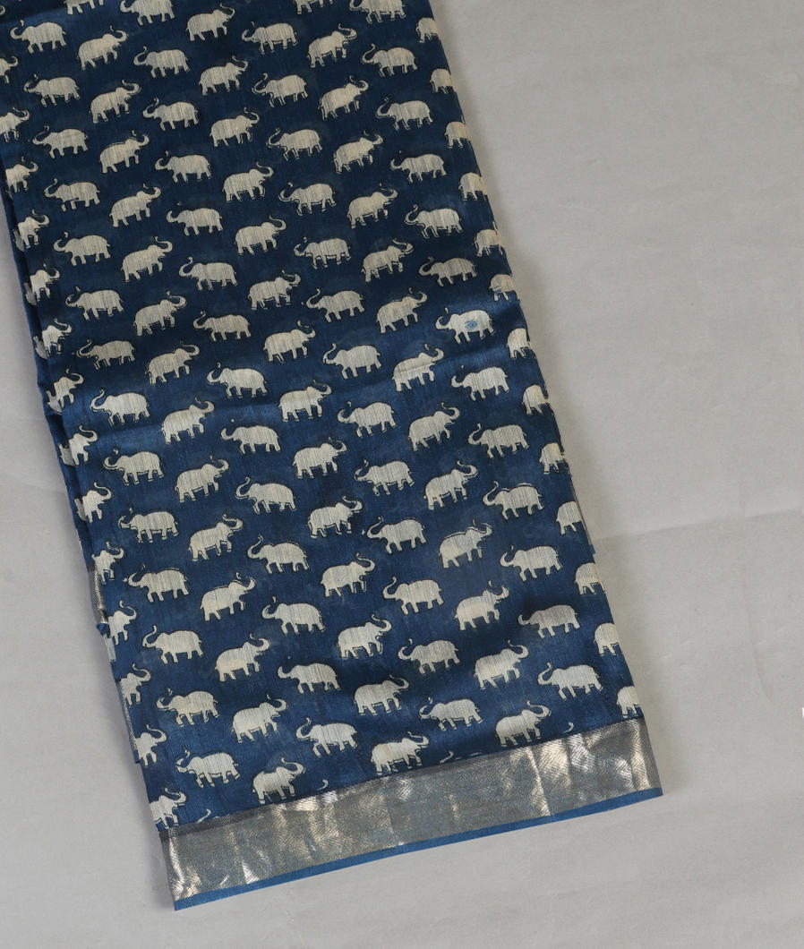 Blue Tussar Printed Saree T429337-image
