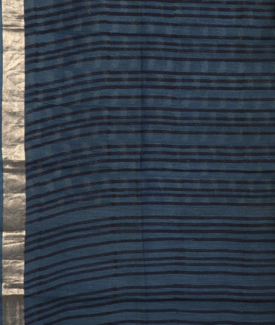 Blue Tussar Printed Saree T4293373