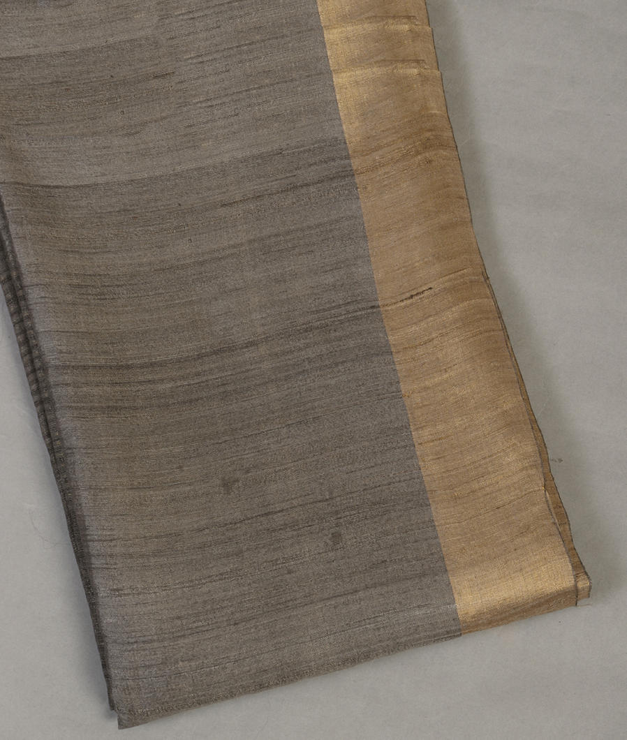 Grey Handwoven Tussar Saree T439864-image