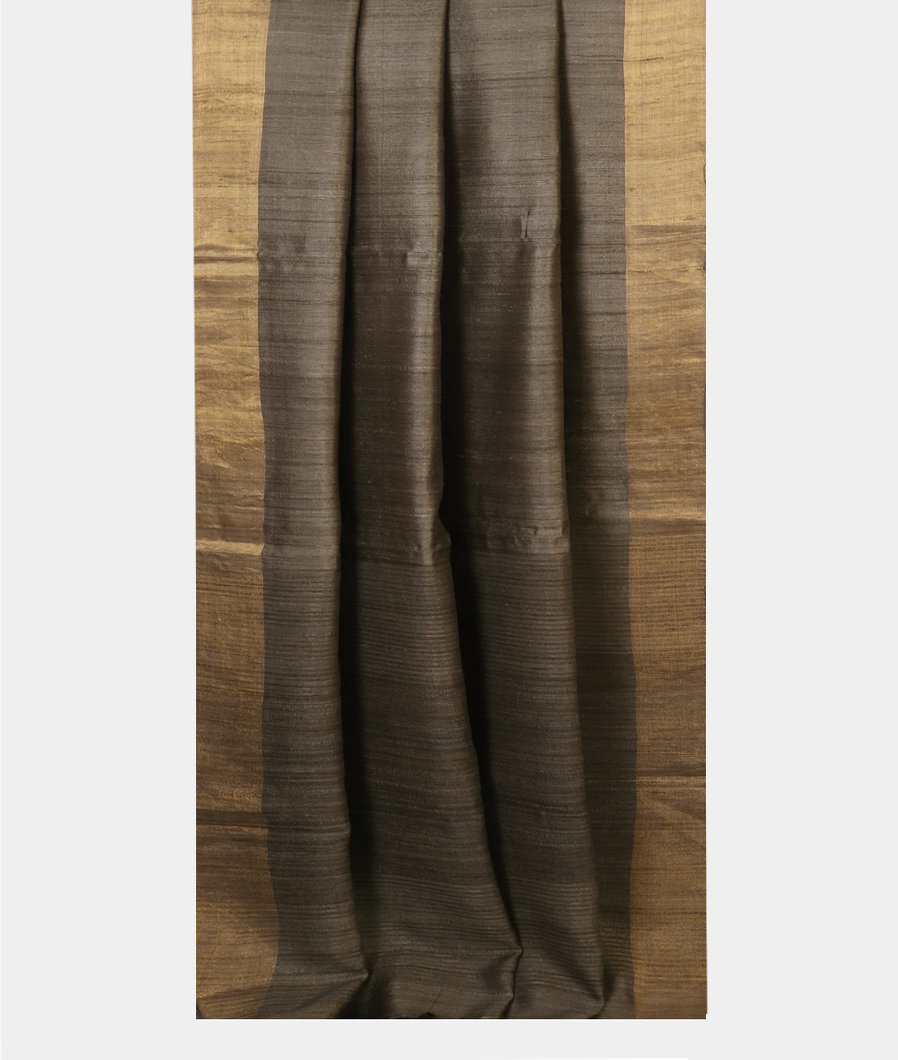 Grey Handwoven Tussar Saree T4398642