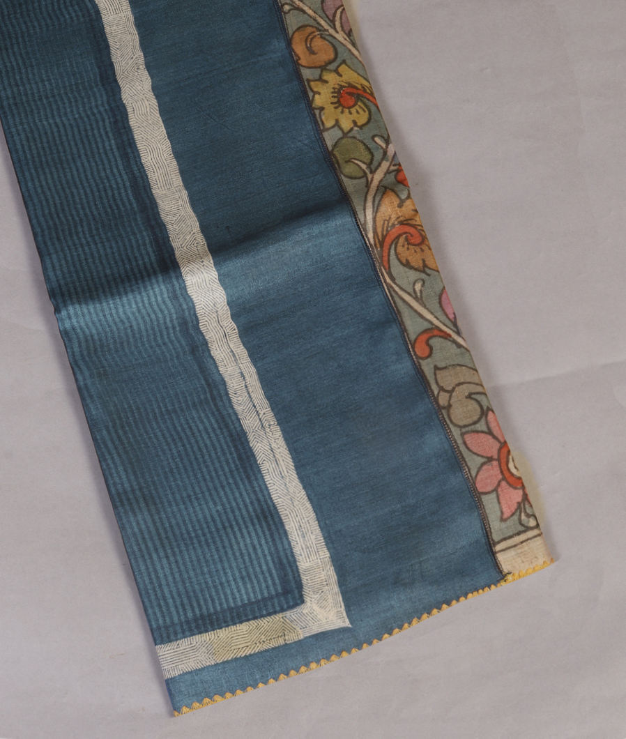 Blue Tussar Printed Saree T443116-image