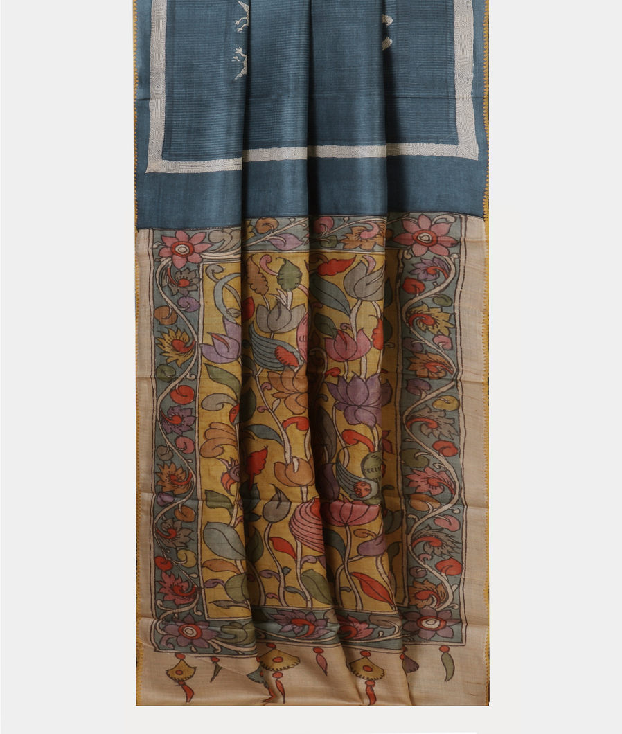 Blue Tussar Printed Saree T4431162