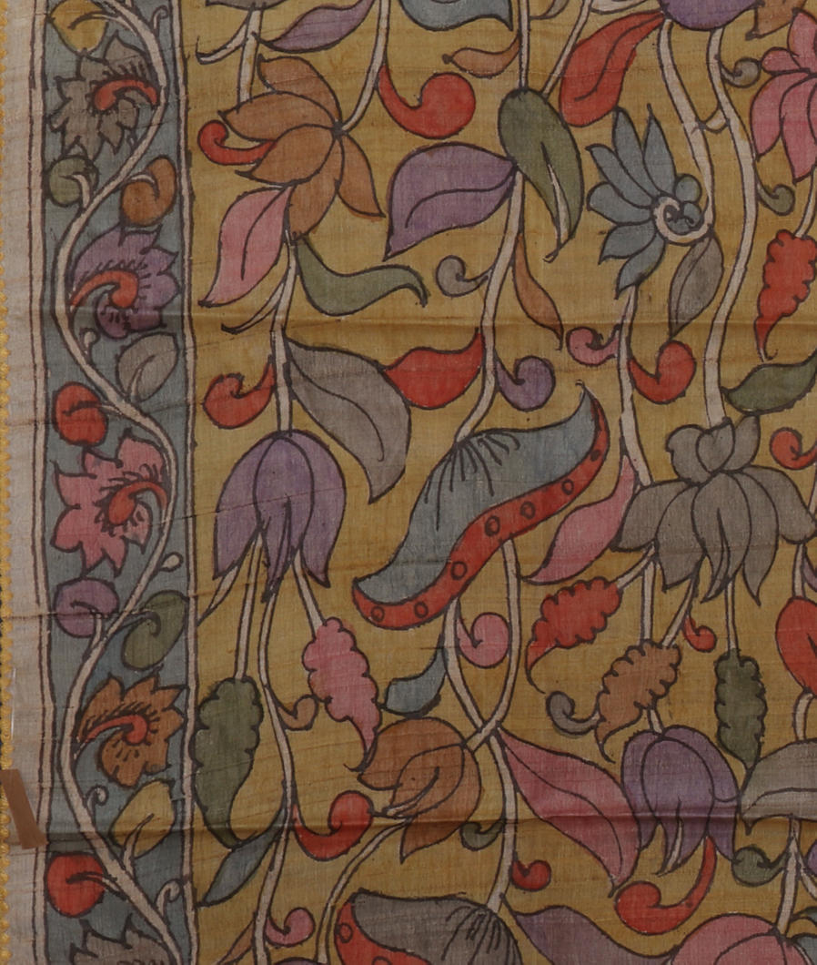 Blue Tussar Printed Saree T4431163