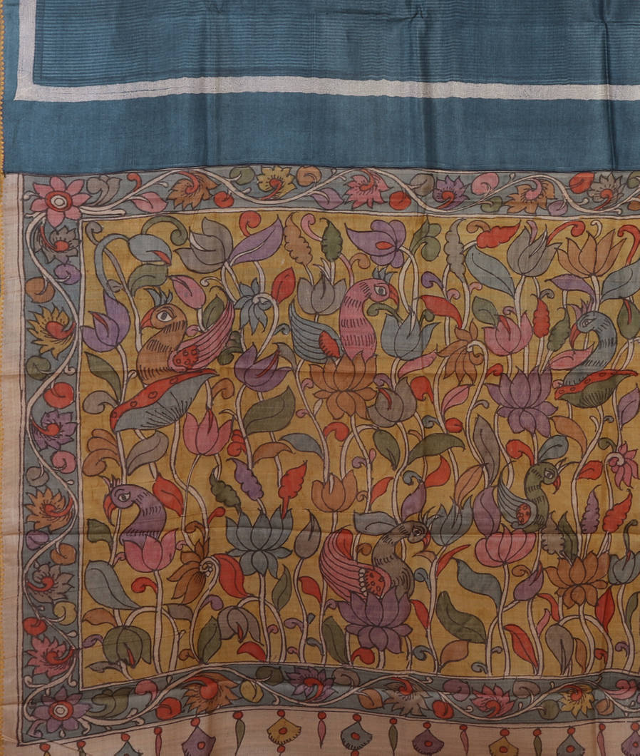 Blue Tussar Printed Saree T4431164