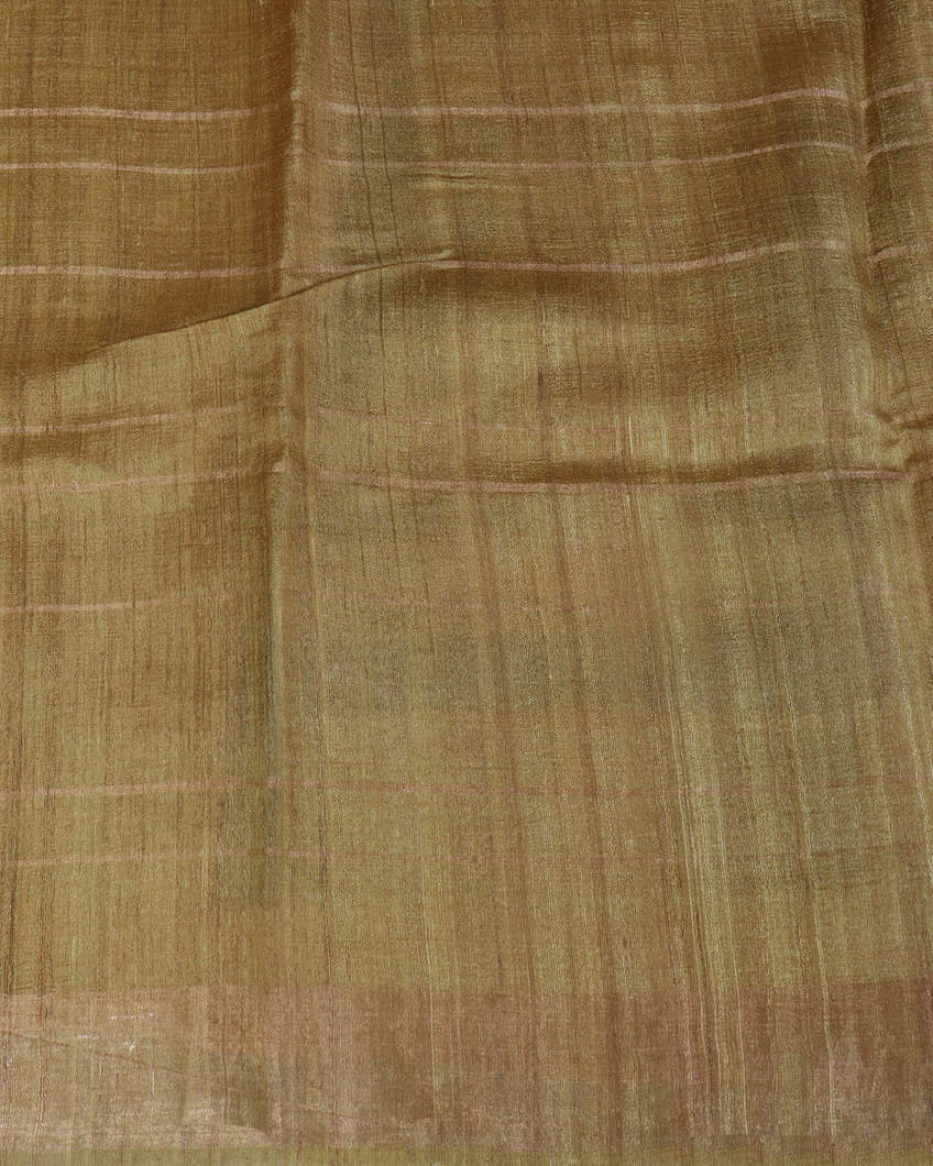 Yellowish Green Tussar Printed Saree T4442423