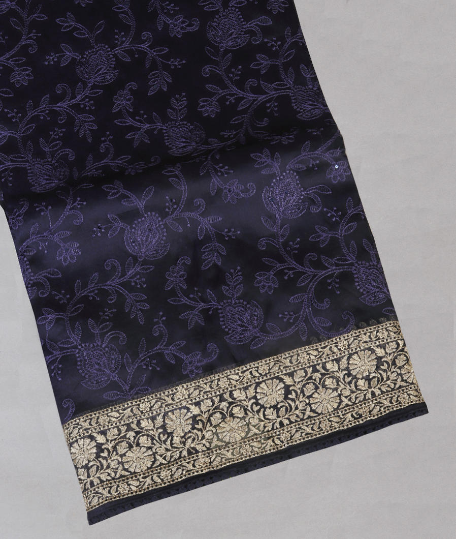Blue Kora Organza Embroidery Saree T432807-image