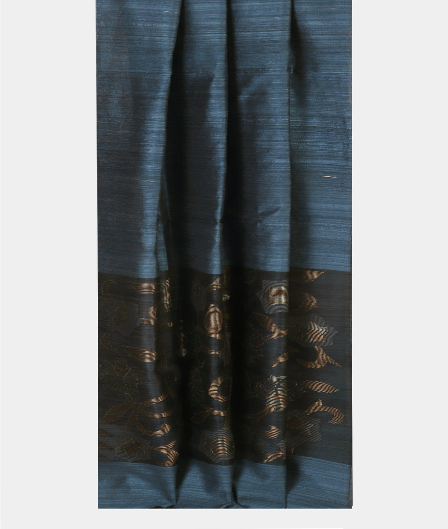 Blue Handwoven Tussar Saree T3918422
