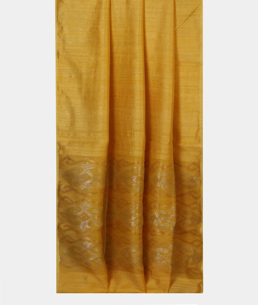 Yellow Handwoven Tussar Saree T4300272