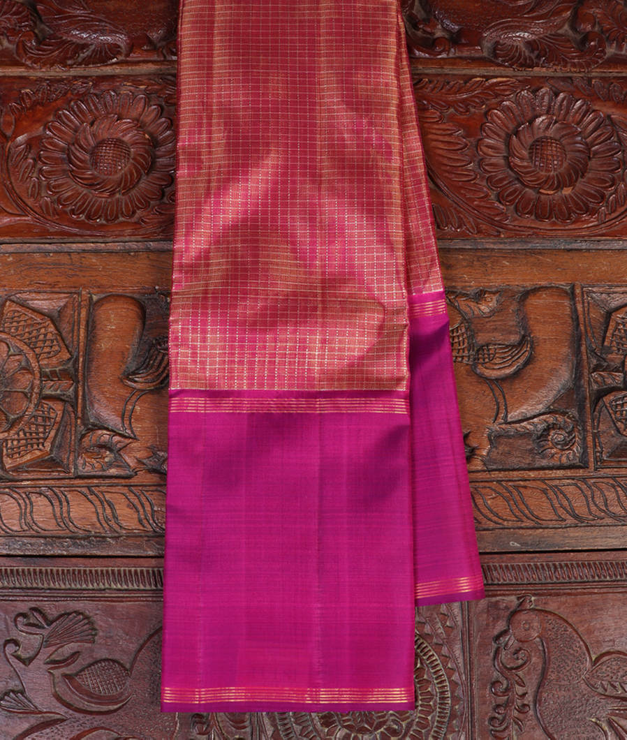Purple Pink Handwoven Kanjivaram Silk Saree T437568-image