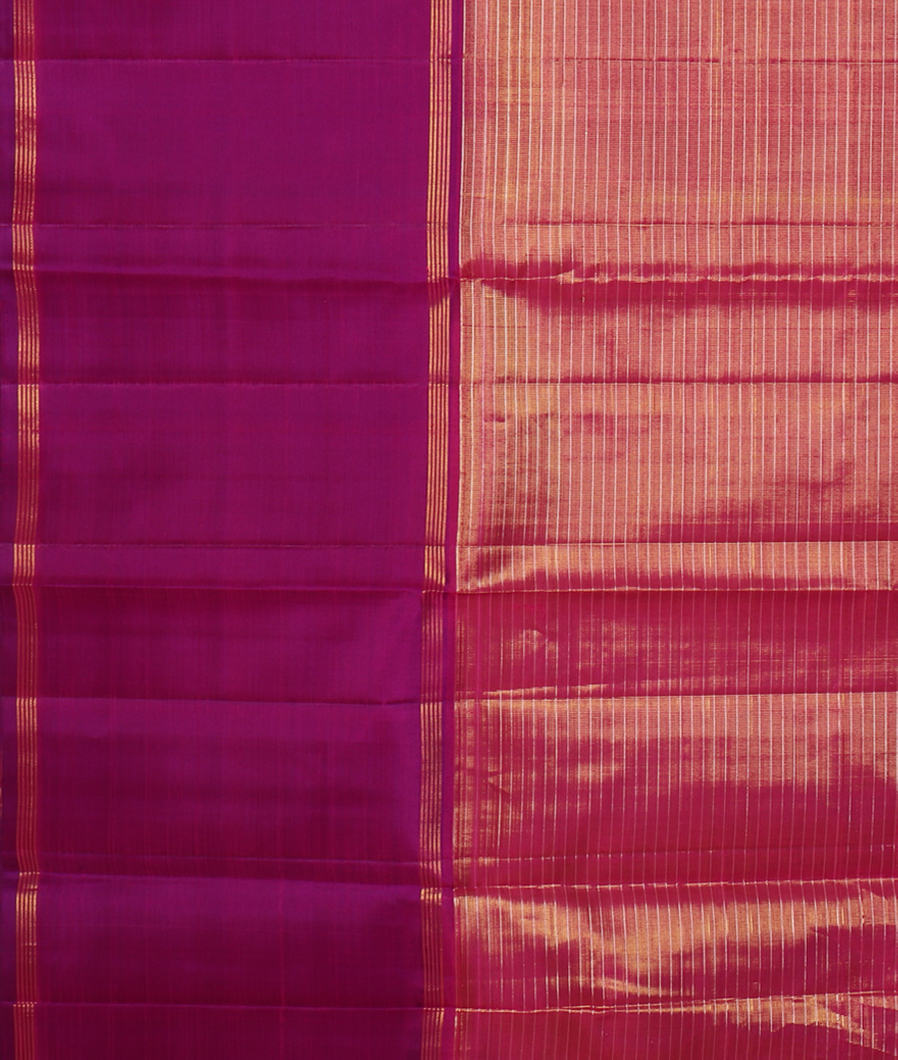 Purple Pink Handwoven Kanjivaram Silk Saree T4375683