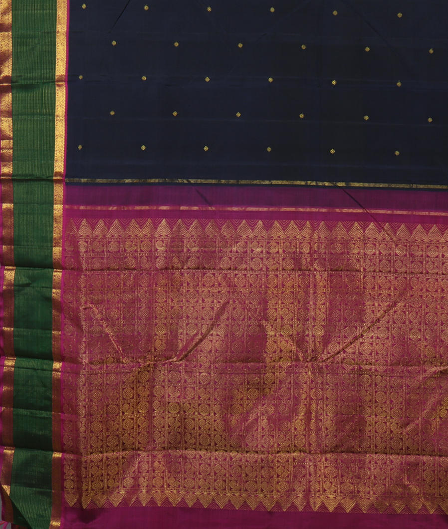 Blue Handwoven Kanjivaram Silk Saree T4371354