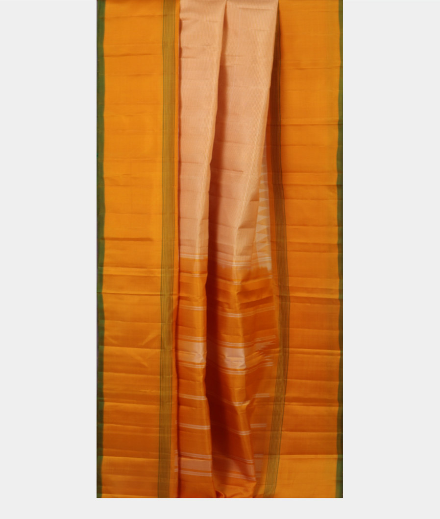 Cream and Yellow Handwoven Kanjivaram Silk Saree T4424562