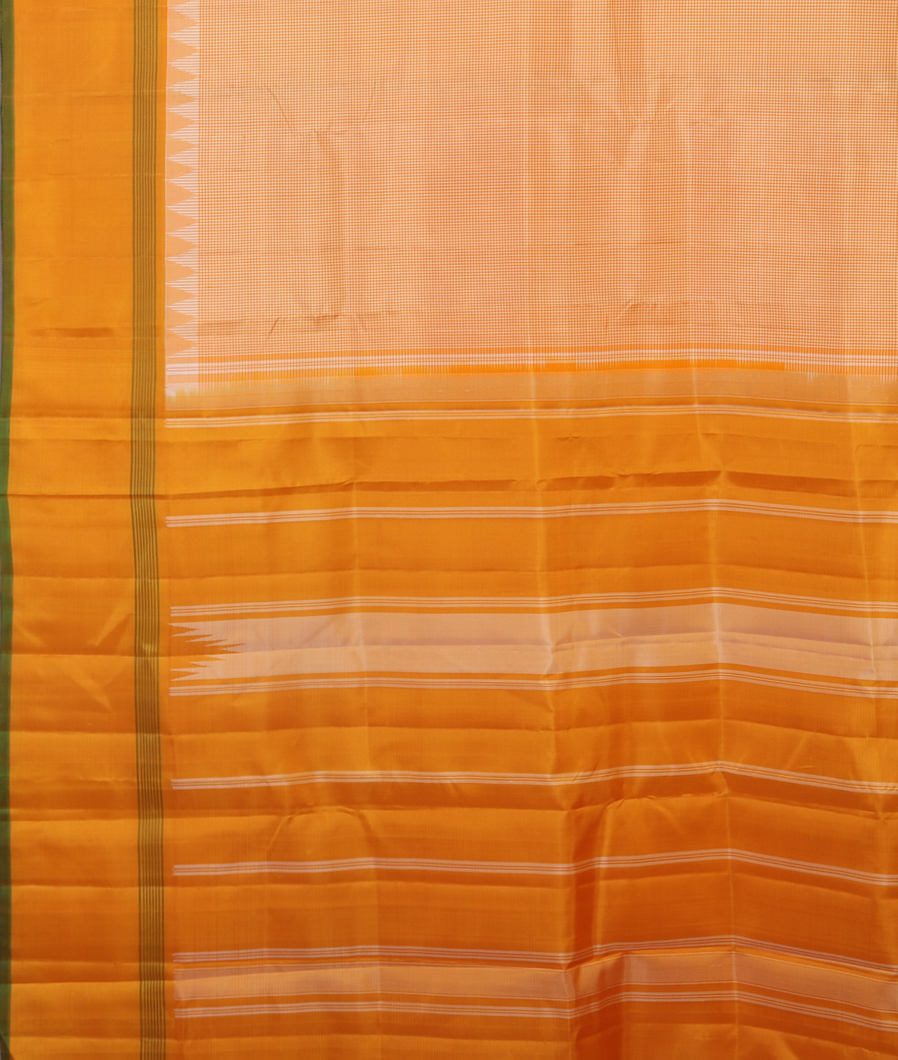 Cream and Yellow Handwoven Kanjivaram Silk Saree T4424564