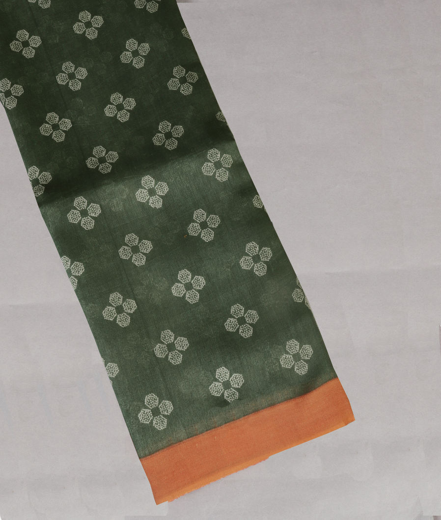 Green Soft Printed Cotton Saree T431201-image