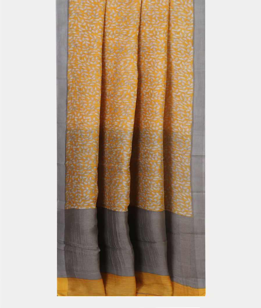 Yellow Soft Printed Cotton Saree T4311802