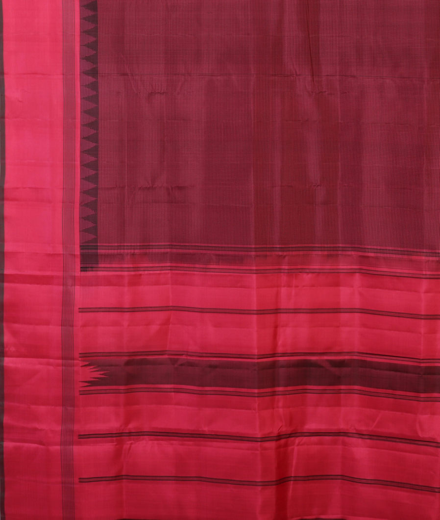 Black and Pink Handwoven Kanjivaram Silk Saree T4424554