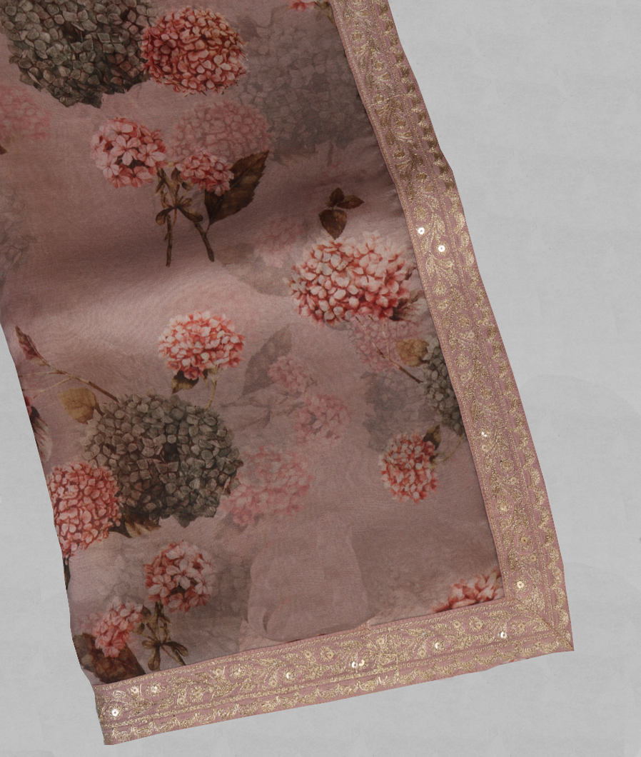 Purple Kora Organza Embroidery Saree T443220-image