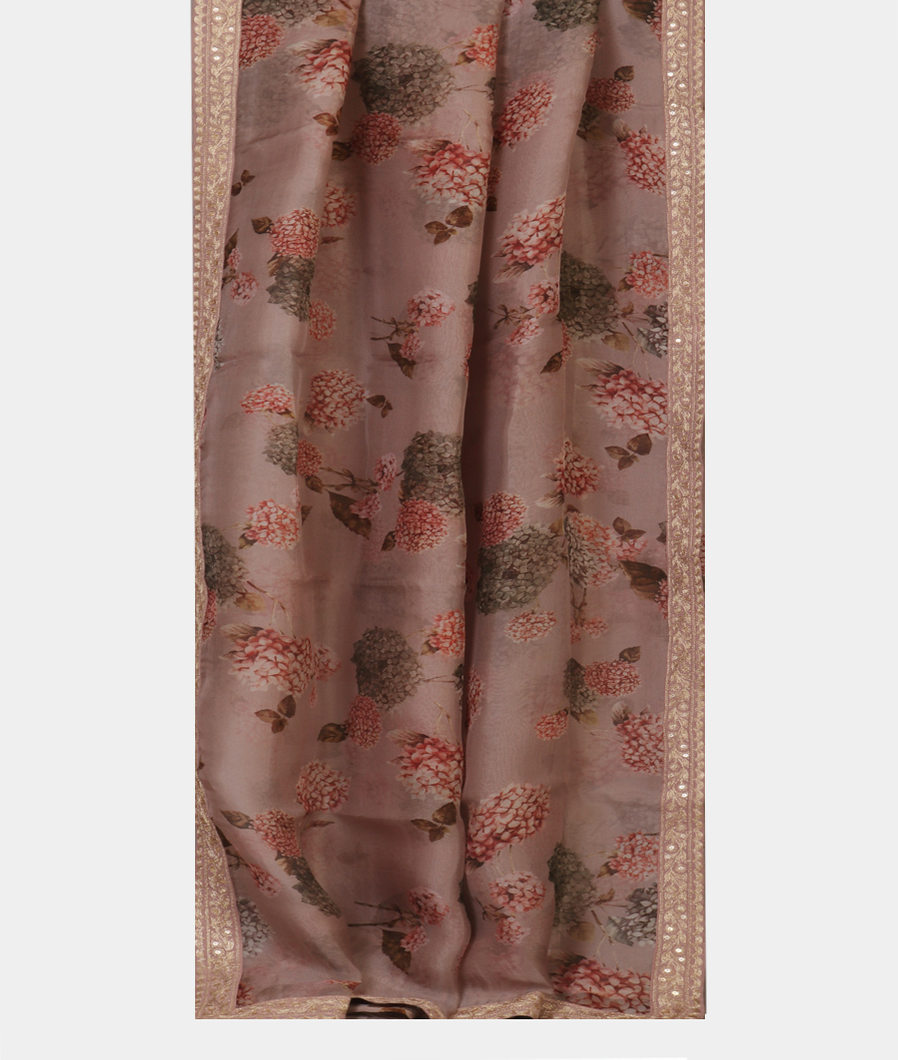 Purple Kora Organza Embroidery Saree T4432202