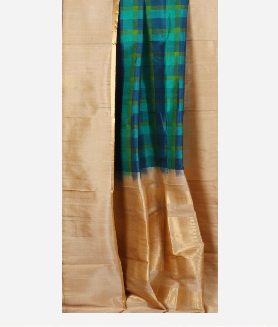 Blue and Green Soft Silk Saree T4425902