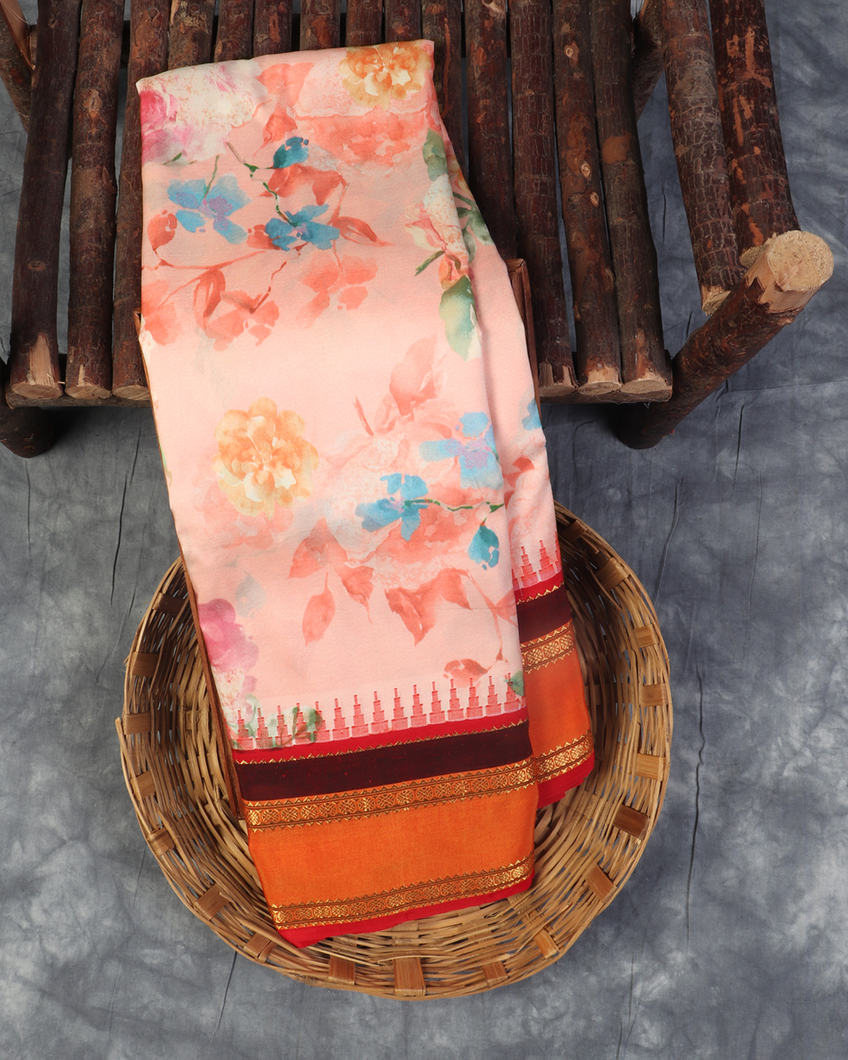 Pink Printed Soft Silk Saree T444445-image