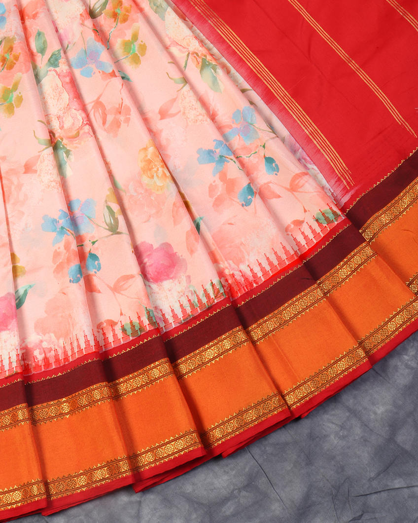 Pink Printed Soft Silk Saree T4444452