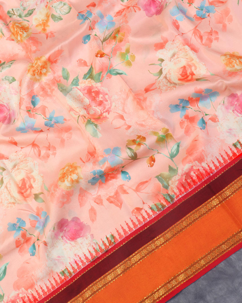 Pink Printed Soft Silk Saree T4444454