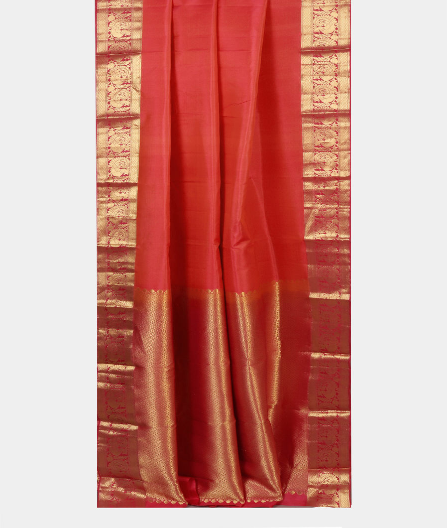 Pinkish Orange Soft Silk Saree T4440052