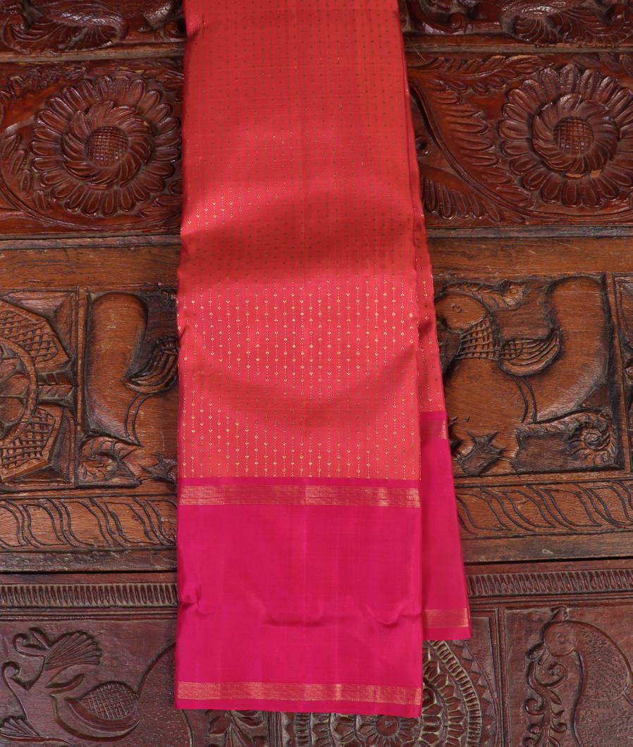 Pinkish Orange Handwoven Kanjivaram Silk Saree T438375-image