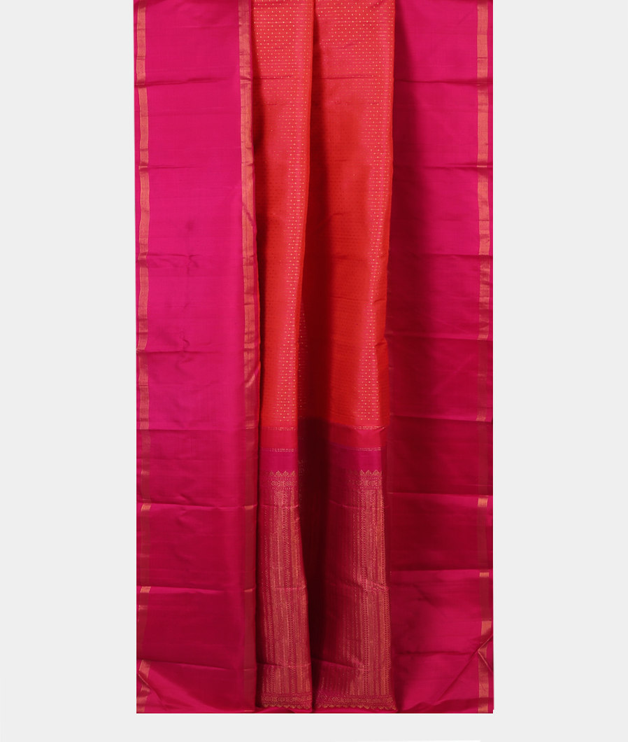 Pinkish Orange Handwoven Kanjivaram Silk Saree T4383752