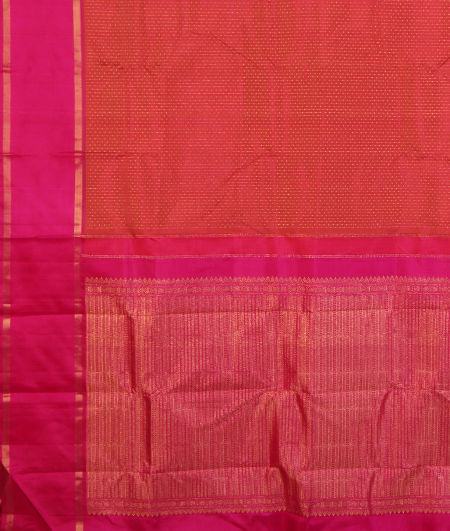 Pinkish Orange Handwoven Kanjivaram Silk Saree T4383754