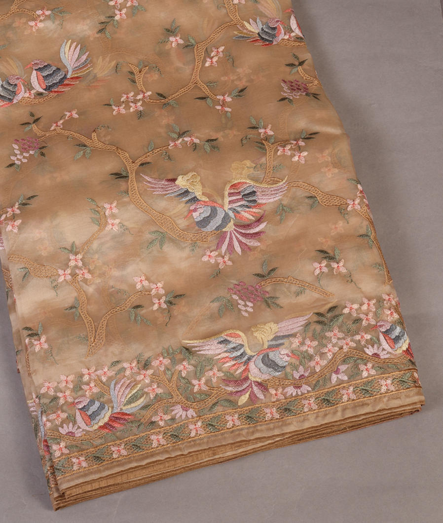 Beige Kora Organza Embroidery Saree T431780-image