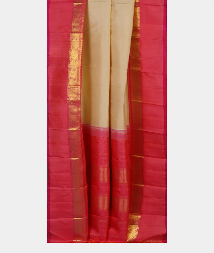 Cream Handwoven Kanjivaram Silk Saree T4367812