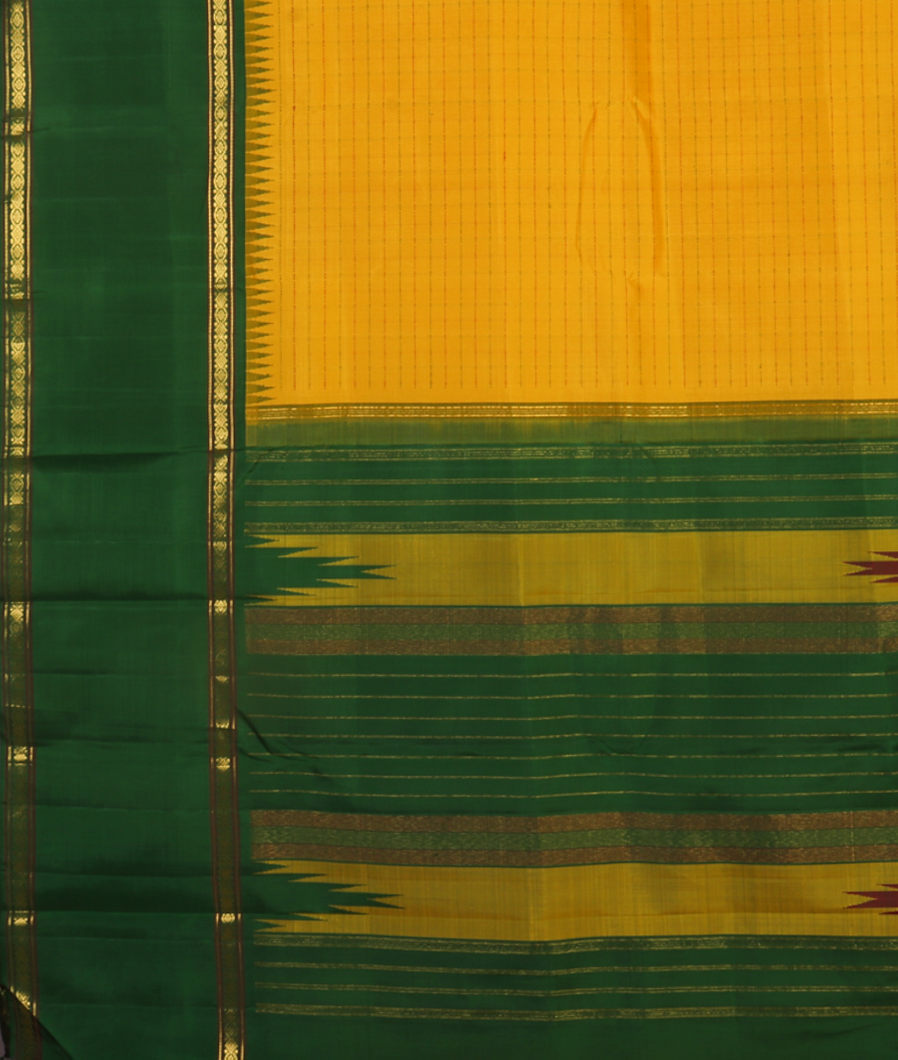 Yellow Handwoven Kanjivaram Silk Saree T4376124