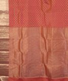 Orangish Pink Handwoven Kanjivaram Silk Saree T4332374