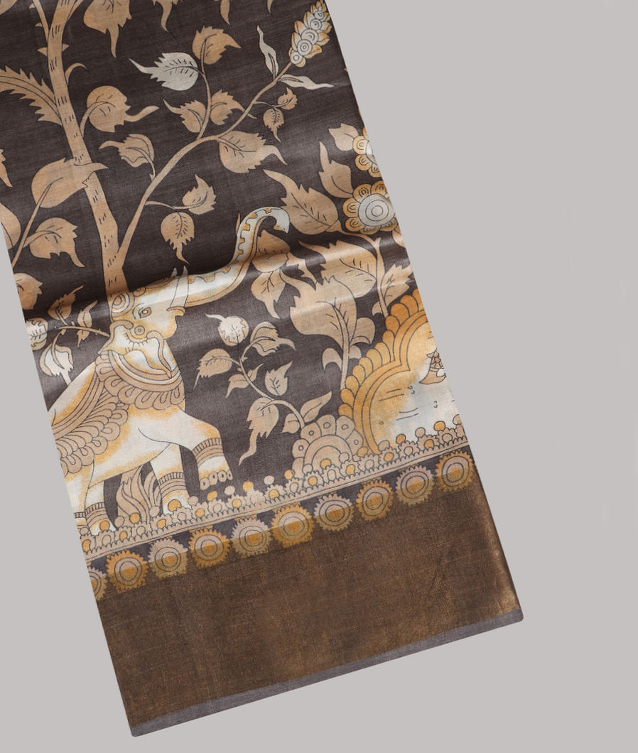 Grey Tussar Printed Saree T447838-image
