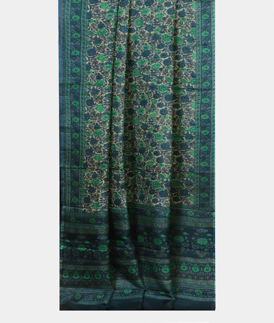 Off-White Printed Silk Saree T4445312