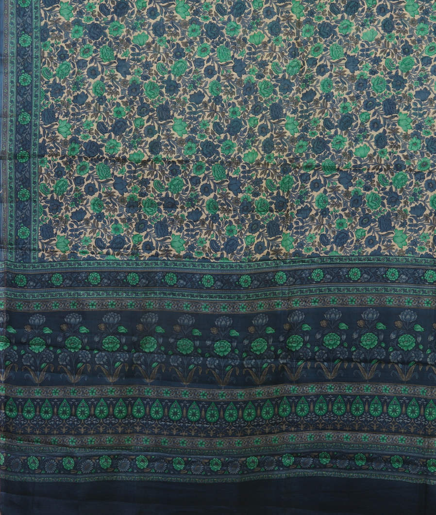 Off-White Printed Silk Saree T4445314