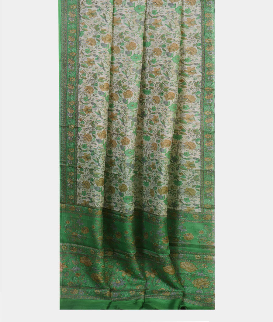 Off-White Printed Silk Saree T4445282