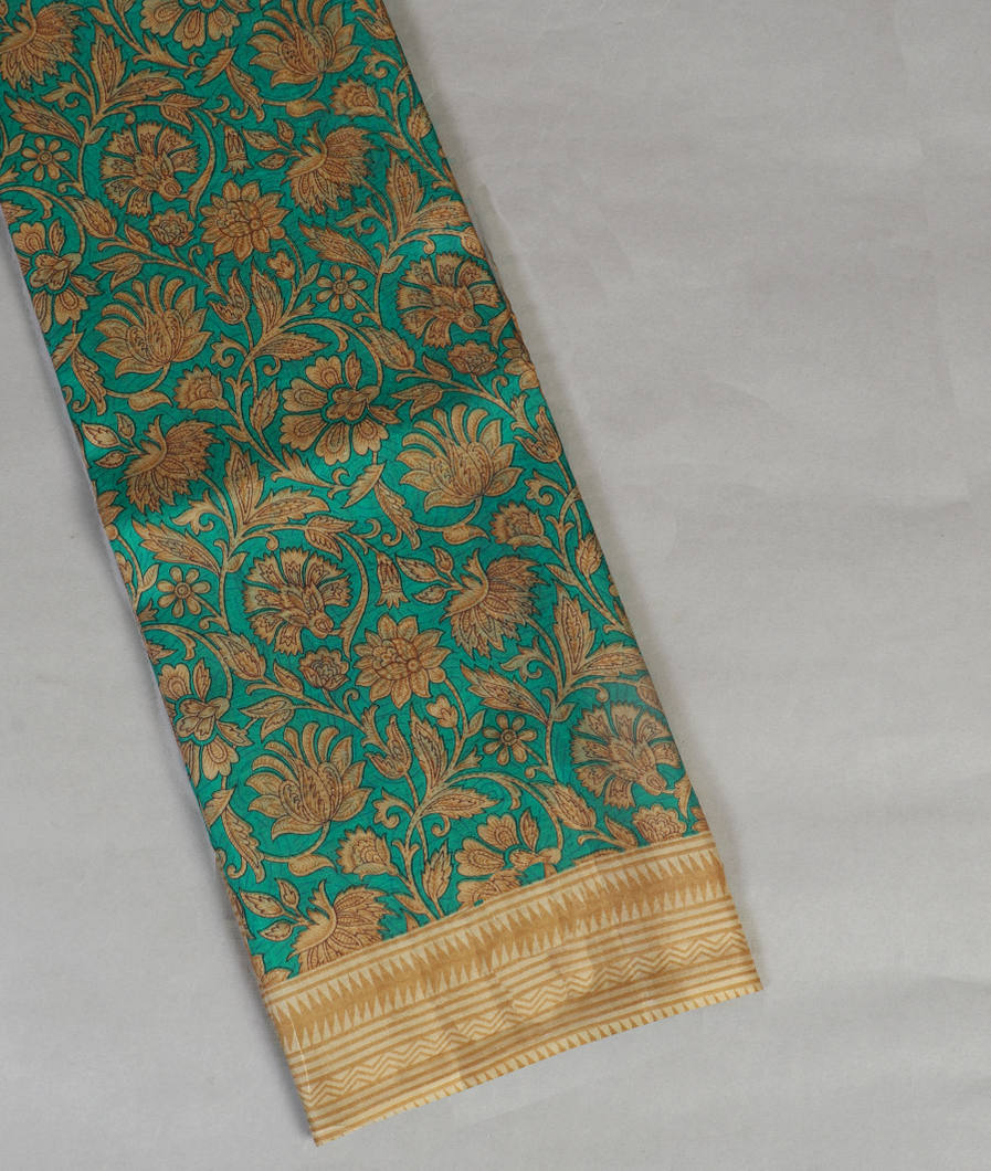 Green Printed Silk Saree T444549-image