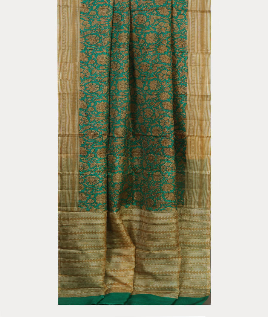 Green Printed Silk Saree T4445492