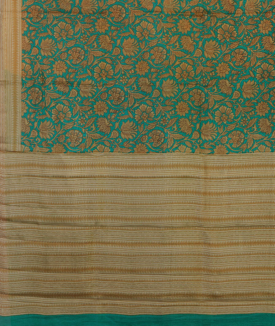 Green Printed Silk Saree T4445494