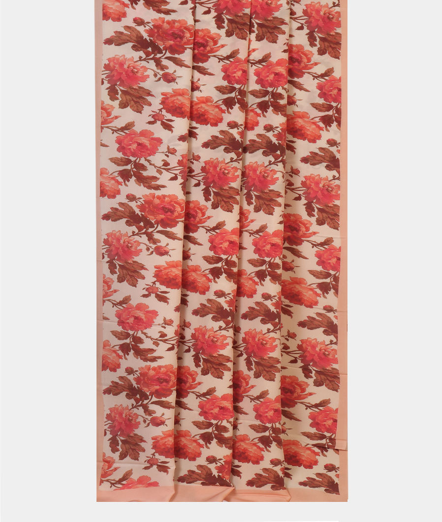 Cream Crepe Silk Saree T2857042